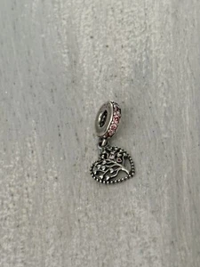 Pandora Corazón Rosa Árbol Familiar Colgante Dije. Rosa rojo. Plata de ley usada en excelente estado - Imagen 1 de 4
