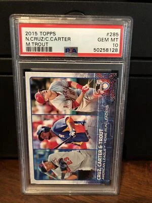 Бейсбольная карточка 2015 Topps Mike Trout Home Run Leaders No285 PSA 10 Gem как новая - Изображение 1 из 3