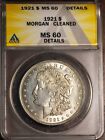 1921 $1 Silver Morgan Ms 60 Details Anacs # 7472445 New Holder + Bonus