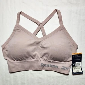 Reebok Sports Bra Youth Large 12-14 Beige Activewear Pullover Cross Strap NWT - Picture 1 of 13