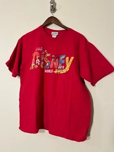Vintage Walt Disney World Men's T-Shirt Size L Graphic Red Tee Cotton Mickey - Picture 1 of 6