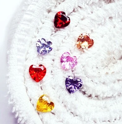8 Pcs Mix Color CEYLON Sapphire 6X6 mm Heart Shape Loose Gemstone Lot R505 - Image 1 of 4