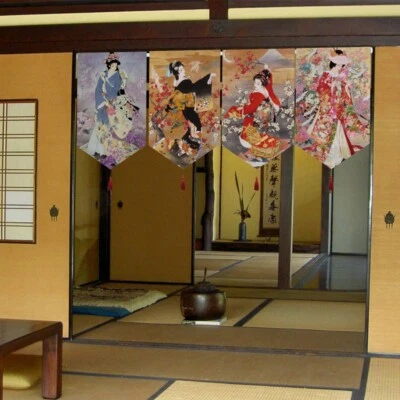 Frange Gland Triangle Noren Suspendu Drapeau Court Rideau Porte Cloison Intimité - Photo 1/4