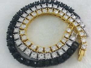 Tennis Chain Out Iced 14k Gold Silver 1 Row Choker Necklace Anklet Bracelet 5mm