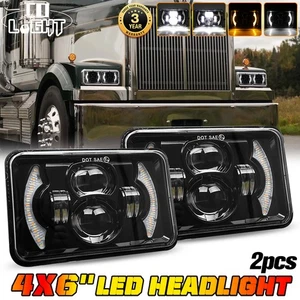 2pcs 4X6" inch LED Headlights Hi-lo beam H4656 For Western Star 4900 Semi Truck - Picture 1 of 13