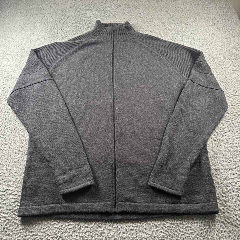 Ibex Merino Wool Zip Sweater Mens XXL Charcoal Full Zip Mock Neck Ribbed Warm - Image 1 of 4