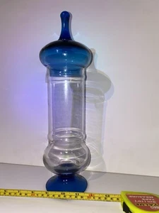 Cobalt Blue And Clear Empoli Apothecary Jar 60s - Picture 1 of 6