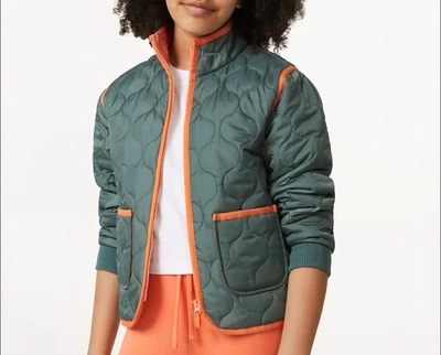 Free Assembly Full Zip Jacket Youth Girls L 10/12 Light Weight Orange/Green NWT - Image 1 of 4
