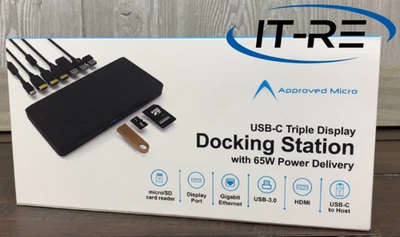 USB-C 4K Triple Display 12-Port 65W Docking Station Ethernet SD Card HMDI USB3.0 - Image 1 of 4
