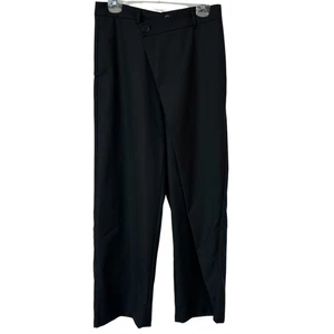 Commense Trousers Black Wide Leg Crossover Front Pants Women's Size Large - Picture 1 of 10
