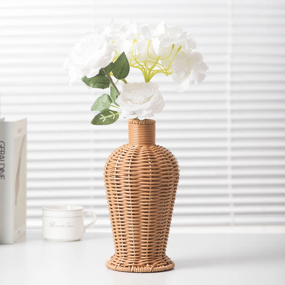 Imitation Weave Rattan Bottle Basket Vase Wicker Dried Flowers Pampas Grass Vase - Image 1 of 4