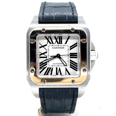Cartier Santos 100 Medium Model Stainless Steel/18k Rose Gold Bezel Men W20107X7 - Image 1 of 4
