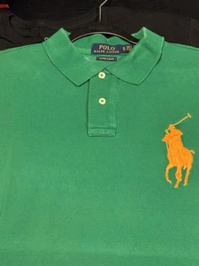 Camisa Para Hombre Ralph Lauren Cuello Sólido Verde Naranja Big Pony #3 Rugby Talla XL - Imagen 1 de 9