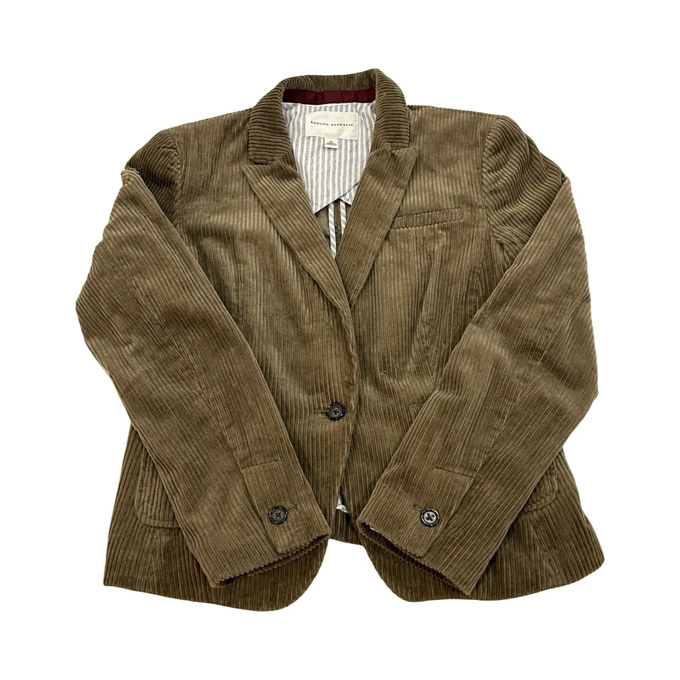 Chaqueta Blazer Banana Republic Pana Mujer Talla 10 Marrón Algodón Doble Ventilación Foto 1 de 4