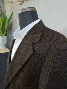 🇺🇲 Vtg Bill Blass Mens 40R Brown Plaid Two Button Wool Sports Coat Made In USA - Picture 1 of 10