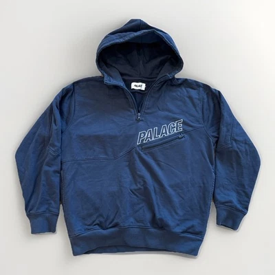 Palace Slant 1/4 Zip Hoodie Men’s L Sweater Jacket Skateboards Navy Panelled - Image 1 of 4