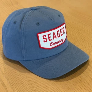 Gorra marca Seager azul lona logotipo parche camionero occidental espalda a presión nueva sin etiquetas - Imagen 1 de 8
