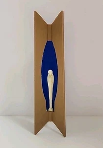 VTG MCM Blessed Mother Mary Plastic Translucent Blue Backdrop Atomic Age Style - Picture 1 of 11
