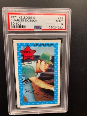 1971 KELLOGG'S  3-D SUPER STARS #32 CHARLES DOBSON SO 622 VAR GRADED PSA 9 MINT - Image 1 of 2
