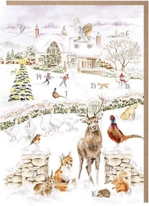 Wrendale A5 Advent Calendar Christmas Village Wildlife – 24 Door Advent Card - Picture 1 of 2