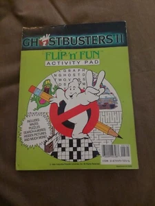 Vtg GHOSTBUSTERS II Flip n Fun ACTIVITY PAD Jokes Riddles Coloring 1988 Used - Picture 1 of 12