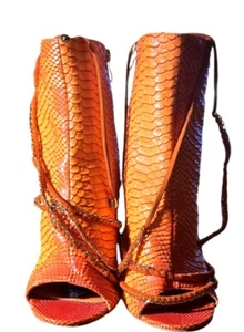 Azalea Wang Orange Boots With Leg Wraps Size 11 - Picture 1 of 8