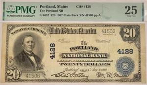 1902 $20 Portland National Bank Portland Maine PMG Very Fine 25 Charter #4128 - Picture 1 of 2