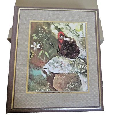 Vtg Gibson Address & Record Book 6 Ring Binder Butterfly Mushroom Unused 1972 - Image 1 of 4