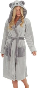 Lindo vestido con capucha de vellón suave para dama oso panda bata de baño para mujer - Imagen 1 de 4