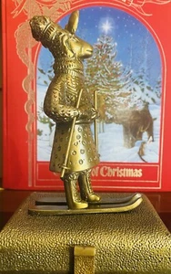 WILMA SKIING LLAMA STOCKING HOLDER BY ANTHROPOLOGIE BRASS GOLD CHRISTMAS FESTIVE - Picture 1 of 5