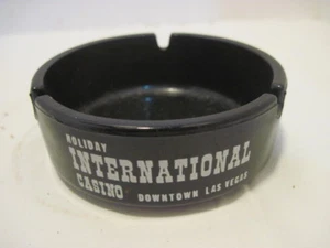 VINTAGE GLASS LAS VEGAS NEVADA HOLIDAY INTERNATIONAL HOTEL ASHTRAY ADVERTISING - Picture 1 of 2