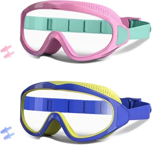 2 Pack Swim Goggles for Kids 3-15, anti Fog anti UV Wide View No Leaking Swimmin - Picture 1 of 7