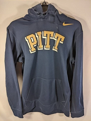 Pitt Panthers Nike Hoodie Size Small Shoulder Check Swoosh NCAA Blue Therma-Fit Cover