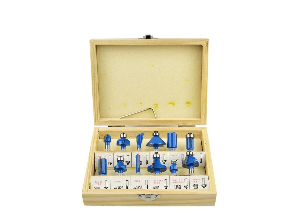 Holzfräser-Set 12-tlg 6mm Fräsersatz Fräser Oberfräser - Bild 1 von 3