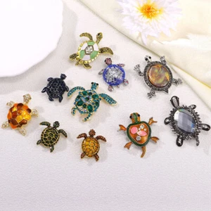 Creative turtle enamel crystal pin elegant men and women Vintage animals - Picture 1 of 15