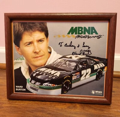 Framed Ward Burton Autographed 8" X 10" Racing Slick Photograph - No Glass - Изображение 1 из 4