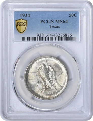 Texas Commemorative Silver Half Dollar 1934 MS64 PCGS Cover