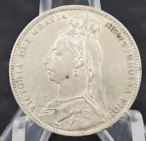 Gran Bretagna 1889 Regina Vittoria scellino argento dettaglio fine - Foto 1 di 6