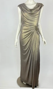 Tadashi Shoji Metallic Jersey drapiertes Kleid Damen XS EU $ 585 ärmellos gerafft - Bild 1 von 13