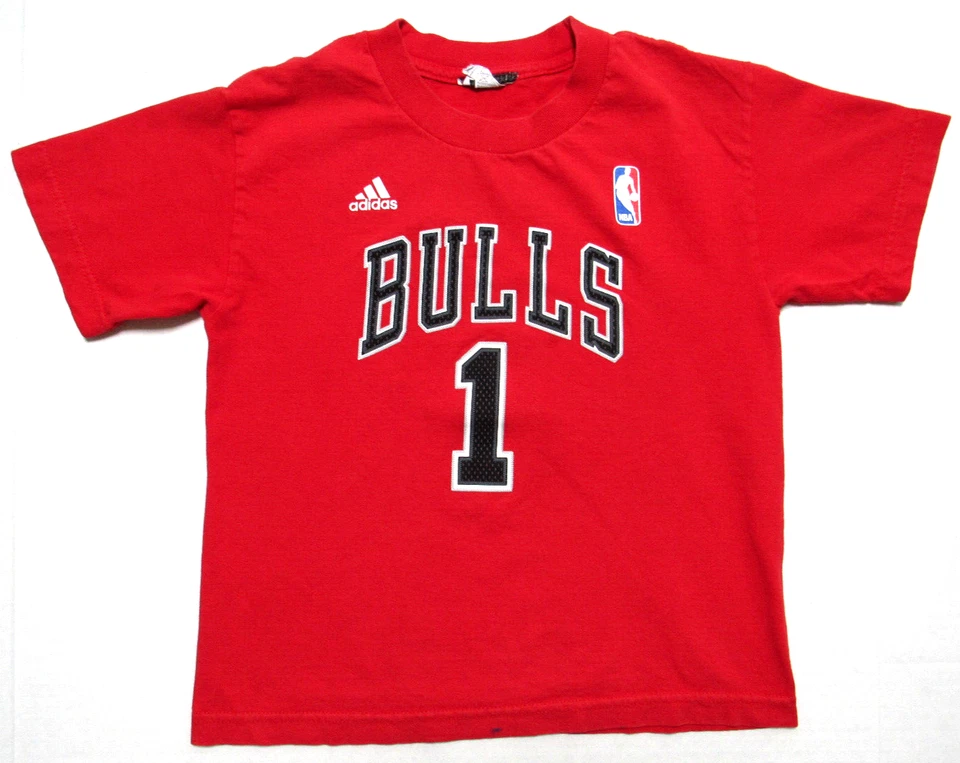 Camiseta Adidas Derrick Rose Chicago Bulls #1 para niño talla S roja Foto 1 de 2