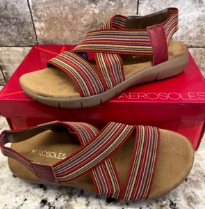 Sandalias elásticas con correa para mujer aerosoles WIPGLOSS ROJO multi rayas 8-8,5 M 1 3/8" - Imagen 1 de 12
