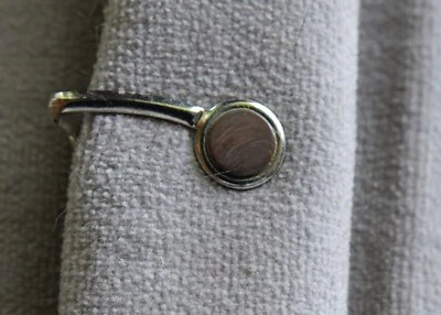 Vintage 1950s Men's Silver Tone Tie Clip w/Abalone Disc on End - 1 1/4" long - Image 1 of 4