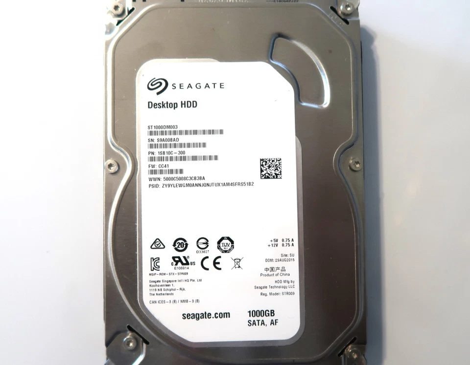 Seagate ST1000DM003 1SB10C-300 CC41 (S9A0) SU China 1TB 3.5" Sata HDD 29AUG2015 - Image 1 of 1