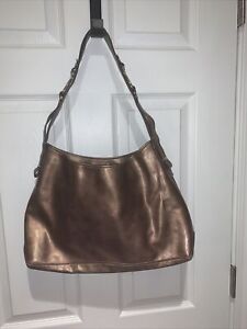 Liz Claiborne Hobo Handbag purse Tan Fabric Faux Leather accents. Preowned