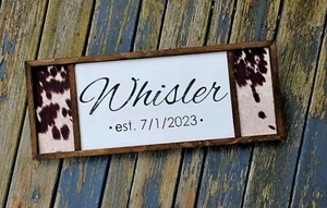 Master Bedroom Custom Wall Sign - Farmhouse Cow Print Cowhide - 12 x 36 Inches - Picture 1 of 2