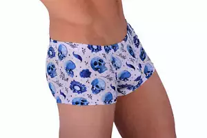 SMU Skulls Mini Boxer Brief Sporty Cut White P01005 H42 - Picture 1 of 6