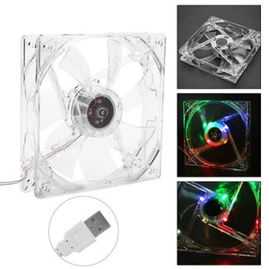12cm USB LED Transparent Colorful Light Cooling Fan PC Computer CPU Cooling - Picture 1 of 12