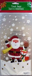 New CHRISTMAS CELLO PARTY GIFT BAGS 20 Count TREAT BAGS w/ Ties ~ Santa - Picture 1 of 1