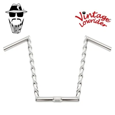 VINTAGE ORIGINAL LOWRIDER Original Vintage Lowrider 15" V-Square Twisted Bicycle Handlebar 25.4mm Chrome.