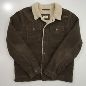 Marine Layer Corduroy Jacket Mens Medium Brown Sherpa Lined Corduroy Trucker - Picture 1 of 18